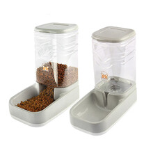 比萌狗狗饮水器宠物自动喂食器喂水喝水器猫咪挂式饮水机神器宠物用品 饮水器+喂食器 灰色