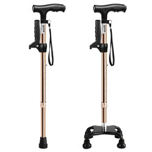 乐来福（REALLIFE）拐杖老人大四脚拐棍手杖 可伸缩铝合金四脚助行器 N04FC07两用古铜色（单脚+大四脚）