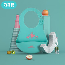 京东超市	
aag宝宝吃饭围兜儿童硅胶饭兜 婴儿防水围嘴婴幼儿口水兜免洗 薄荷蓝