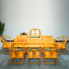 雅木品红家具楠木金丝茶桌椅组合 实木功夫茶桌新中式茶几茶台桌阳台办公室泡茶桌 大叶桢楠水波纹茶桌 1.58米