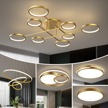 VVS美学灯 2021全铜网红新款客厅灯吸顶灯家用简约现代轻奢北欧灯具组合全屋套餐 三室两厅无极调光+遥控【包安装 到手价3999】