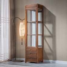 寻古红木家具非洲鸡翅木（学名：非洲崖豆木）酒柜实木中式单门精装陈列柜玻璃展示柜茶壶具柜摆架酒水柜O 单个：长50*宽38*高198cm