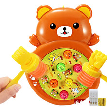 儿童打地鼠玩具宝宝幼儿1-2周岁一岁半老鼠大号小孩男孩女孩MYFS 【配2锤+充电】小熊灯光音乐打地鼠