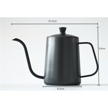 手冲咖啡壶细口长嘴挂耳滴漏式家用器具加厚304不锈钢带盖600ml 特氟龙黑色600ml