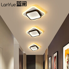 蓝阅 过道灯简约现代明装圆形楼梯间玄关顶灯led阳台飘窗走廊吸顶温馨创意灯具灯饰 YX302方形白黑款+20W三色光