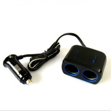 汽车用一分二转换延长线 小短插头车载一拖二点烟器插座1转2点烟器延长 黑色(线长2.9米)