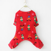 小狗狗衣服秋冬薄款宠物四脚衣服泰迪比熊博美小型犬幼透气衣 红色 摇粒绒 S