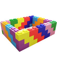 超巨大型epp泡沫积木砖头墙宝宝拼插围栏儿童游乐场幼儿园沙球池 72个双孔(彩虹) 随机7-8种颜色