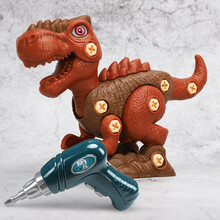 儿童电钻恐龙套装可拆装卸螺母恐龙拼装积木拧螺丝钉男孩玩具仿真侏罗纪霸王龙模型 霸王龙【电动版】