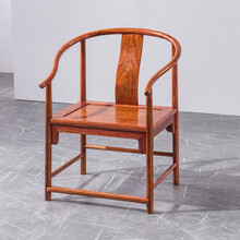 梨言 红木家具非洲花梨（学名：刺猬紫檀）非洲圈椅中式实木太师椅官帽椅全实木主人椅 长58*宽48*总高88坐高45