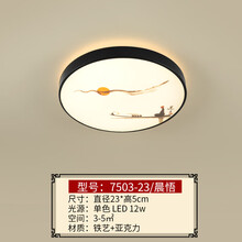 新中式卧室吸顶灯房间灯走廊过道灯led圆形衣帽间玄关阳台灯经久耐用时尚美观高端大气 7503-23晨悟【白光】