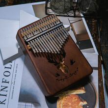 卡林巴琴拇指琴17音卡灵巴琴初学者入门乐器卡琳巴kalimba手指琴 复古驯鹿+礼包