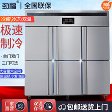 劲福 四门冷柜商用 对开门厨房冰箱 立式展示柜不锈钢六门冷藏冷冻双温保鲜冰柜冰柜单门冷藏柜玻璃展示柜 六门不锈钢1500#（全冷冻）