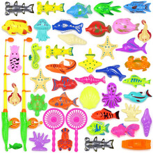 钓鱼玩具 钓鱼池儿童早教益智玩具 带磁性可装水钓鱼台带充气床收纳筐3-6岁男女孩玩具礼物 钓鱼34件套【30鱼+2鱼竿+2网捞】