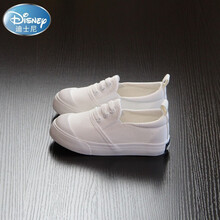 迪士尼品牌()儿童帆布鞋女童韩版百搭学生小白鞋男童布鞋春秋一脚蹬中大童板鞋 白色 23码/165内长16cm