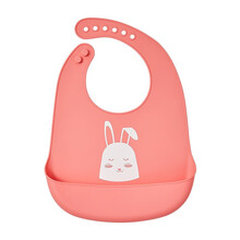科巢（scoornest）婴儿围兜硅胶围兜 宝宝婴儿 防水围兜 吃饭围兜 饭兜 粉色小兔