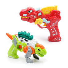 2-3岁儿童玩具枪小孩卡通迷你小Q枪幼儿发声光枪发光恐龙变形枪 恐龙枪组合=2把 送电池