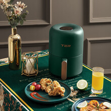 【发顺丰快递】TER空气炸锅家用智能定时无油烟电炸锅2L低脂煎炸锅不粘薯条机炸鸡翅排骨牛肉创意礼品 复古绿