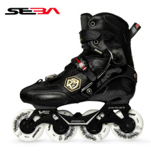 米高SEBA轮滑鞋溜冰鞋成人KSJ2平花鞋直排旱冰鞋花式要桩刹车款式 黑色KSJ2 40