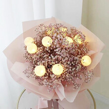 呆萌 七夕情人节云南昆明基地直发满天星大花束家用真插花艺送朋友女友闺蜜生日礼物鲜花全国速递可同城配送 P021粉色满天星+10个星空球（颜色随机）