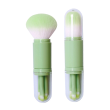 花川秀便携伸缩多功能化妆刷腮红刷有盖四合一散粉眼影刷套装迷你小套刷 绿色（4合1）