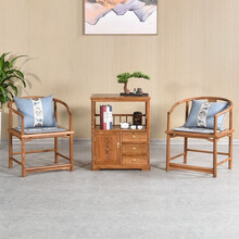 寻古红木家具非洲鸡翅木（学名：非洲崖豆木）茶水柜茶台实木新中式厨房餐边柜卧室储物柜茶叶收纳柜Q 三件套