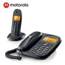 摩托罗拉(Motorola)数字无绳电话机  办公家用子母机 无线座机 中文显示双免提套装 CL101C黑色一拖一