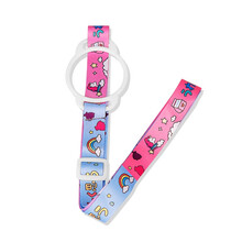 创意网红便携水杯背带卡通可爱斜跨硅胶提绳矿泉水水瓶通用挂绳子 彩虹独角兽提绳