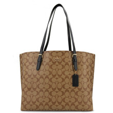 【送女友】蔻驰 COACH 奢侈品 女士大号手提单肩托特包浅棕色PVC 1665 IMCBI