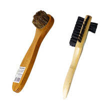 2把刷子套装猪鬃毛木柄刷鞋油刷柔软毛不伤鞋光面皮鞋刷油皮具抛光上色刷子 三面刷+逸柯小毛刷