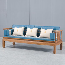 寻古红木家具非洲鸡翅木（学名：非洲崖豆木）沙发全实木新中式客厅原木布艺转角沙发椅组合Q 三人座/长沙发