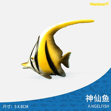 玩模乐儿童玩具实心仿真动物海洋生物模型螃蟹神仙鱼鹦鹉螺草海龙 儿童认知玩具3-10岁 黄神仙鱼