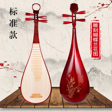 琵琶乐器成人 儿童初学者入门练习琵琶 考级演奏琵琶厂家直销 成人硬木蝴蝶兰花15年保修送书