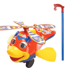 蝴蝶推推乐 儿童婴儿宝宝小手推车玩具推推乐单杆手推飞机学步走路娃娃手推车MYFS 小鱼款-红色 满2件再送手拍球