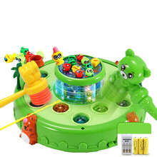 儿童打地鼠玩具宝宝幼儿1-2周岁一岁半老鼠大号小孩男孩女孩MYFS 【配2锤+充电】钓鱼打地鼠游戏机 绿色