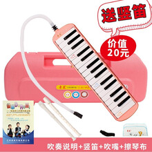 奇美 口风琴37键32键儿童中小学生初学课堂教学附教材吹管初学者入门比赛演奏乐器 37键小精灵-粉色(树脂盒)+竖笛