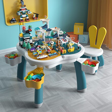 万高（Wangao）儿童拼装积木玩具兼容乐高大小颗粒积木桌子多功能收纳男女孩游戏萌兔学习桌拼装60099140