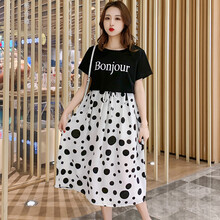 孕妇连衣裙孕妇装夏装哺乳衣夏季孕妇裙时尚新款上衣波点哺乳喂奶衣孕妈装 字母连衣裙 M