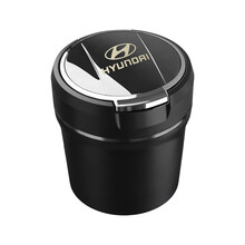 适用于北京现代途胜朗动索纳塔八索九悦纳车载烟灰缸高档带盖夜光 银色 中号 （高9cm）