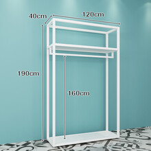 服装店铺白色展示架落地式双层组合侧挂陈列货架高柜挂衣服货架子 加粗单层侧挂120*190