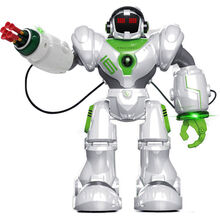 盈佳大型35CM机械战警白色 男孩儿童玩具智能遥控机器人 可编程唱歌跳舞发射飞弹亲子对战电动玩具