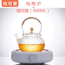 悦可堂茶炉电陶炉迷你小型铁壶煮茶器智能泡茶电磁炉家用泡茶炉煮茶器新中式茶具家用玻璃壶烧水泡茶 白色+锤纹壶