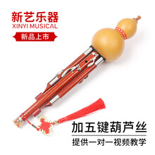 新艺乐器九孔加5键葫芦丝演奏型C/降B调宽音域乐器可吹高音1和2 加五键G调 (天然葫芦款)