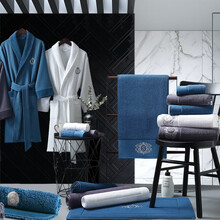 雪仑尔五星酒店卫浴大礼包 毛巾 浴巾 方巾 浴袍 地巾 地垫组合礼包6件套 简约白