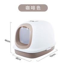 美卡猫砂盆 机器猫全封闭式猫砂盆猫厕所大号防外溅猫沙拉屎盆猫咪用品防带出 超大卡扣猫砂盆-咖啡色