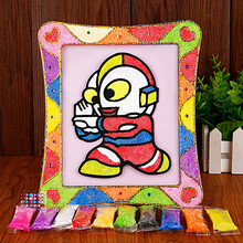 抖音同款ins珍珠泥儿童diy手工制作雪花泥粘土画公主填充画板涂色颜料涂鸦画益婴玩具雪花泥 方框-奥特曼