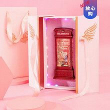 音乐盒水晶球儿童跳舞芭蕾八音盒少女心送闺蜜小女孩女生生日礼物抖音网红同款 彩灯粉色礼盒电话亭款拍下备注款式 默认情侣款