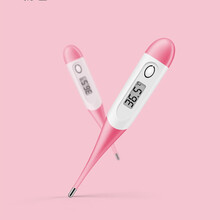 医用电子体温温度计检测量仪器精准家用无婴幼儿童成人体温表 (粉色)软头体温计+收纳盒C
