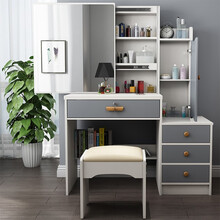 冕尊北欧梳妆台卧室桌子家具小户型梳妆柜现代简约收纳一体化妆桌迷你化妆柜简易化妆台网红ins梳妆桌家居 188#暖白色右柜（常规款）