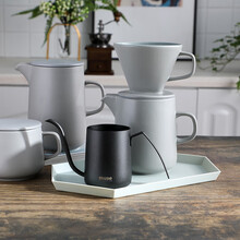 手冲咖啡壶手冲滴漏咖啡器具咖啡壶咖啡过滤杯手冲壶陶瓷家用套装 柏斯浅灰大号套装